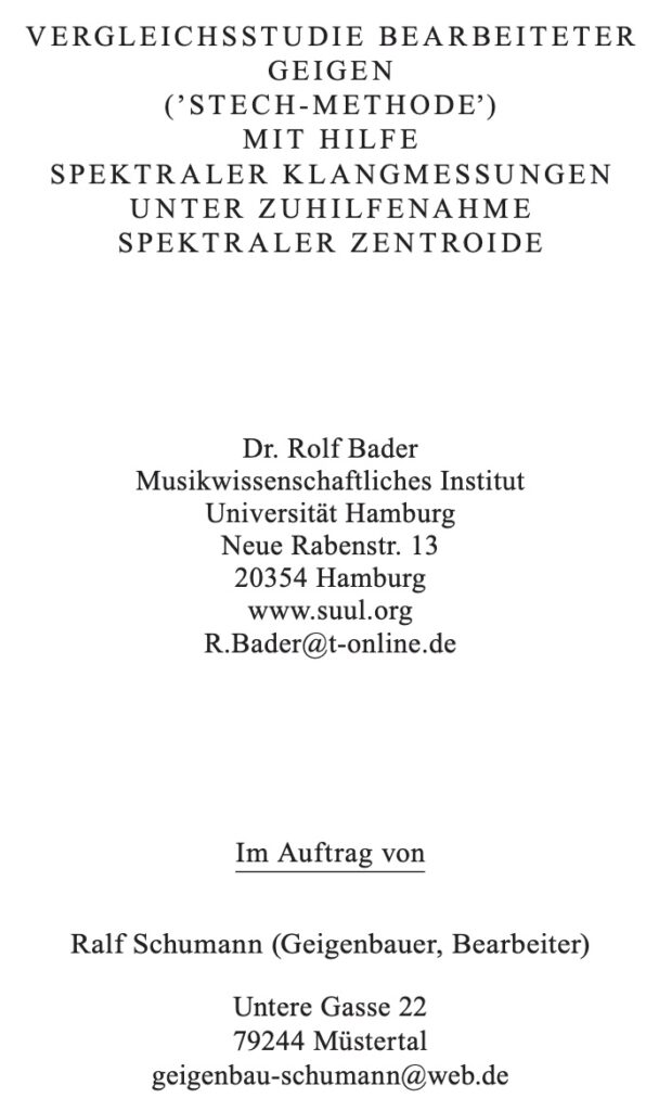Dr. Bader: Gutachten zur Klangmessung