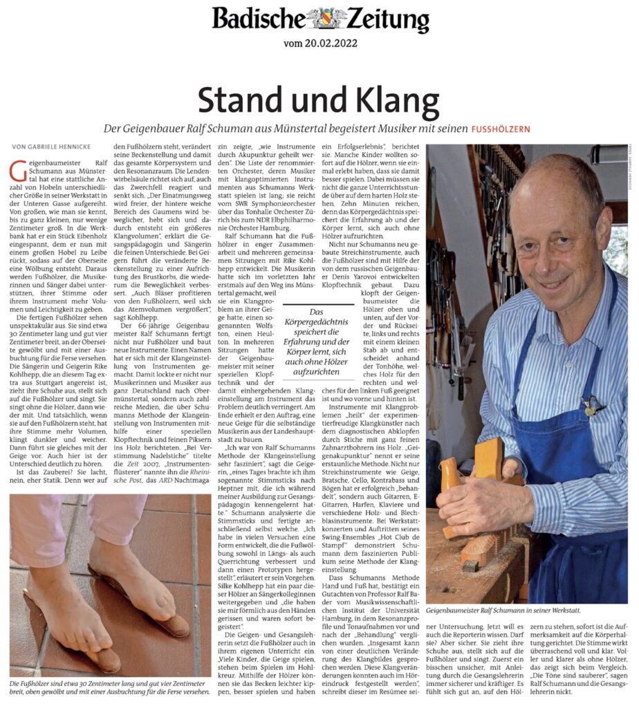 Badische Zeitung 20.02.2022 Stand und Klang